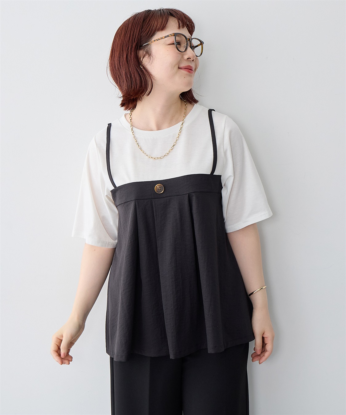 anyfee 【anyfee/大きいサイズ】ビスチェドッキングペプラムカットソー_sub_18