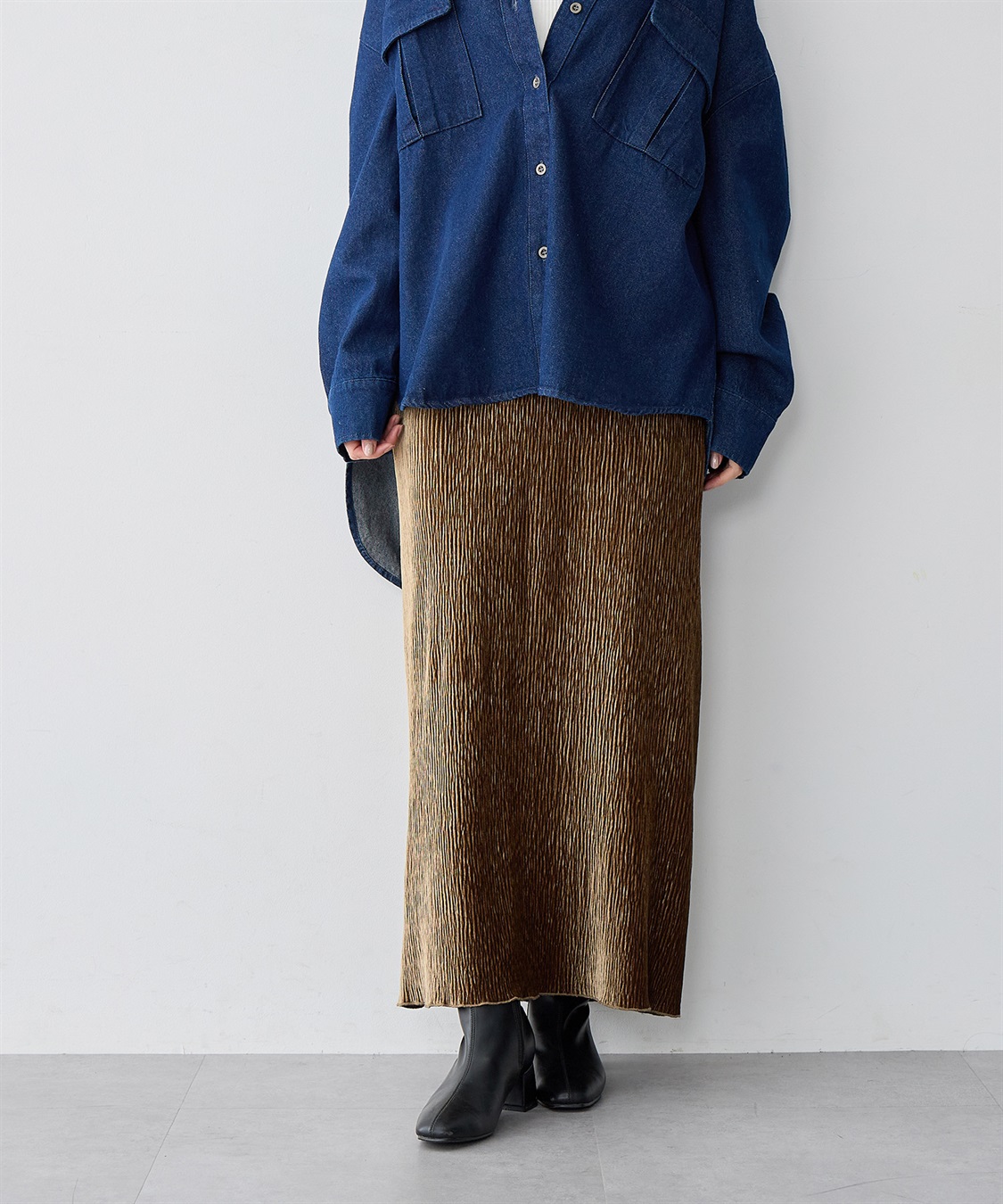 Life Style by cross marche 【anyfee/大きいサイズ】ベロアプリーツスカート_sub_2