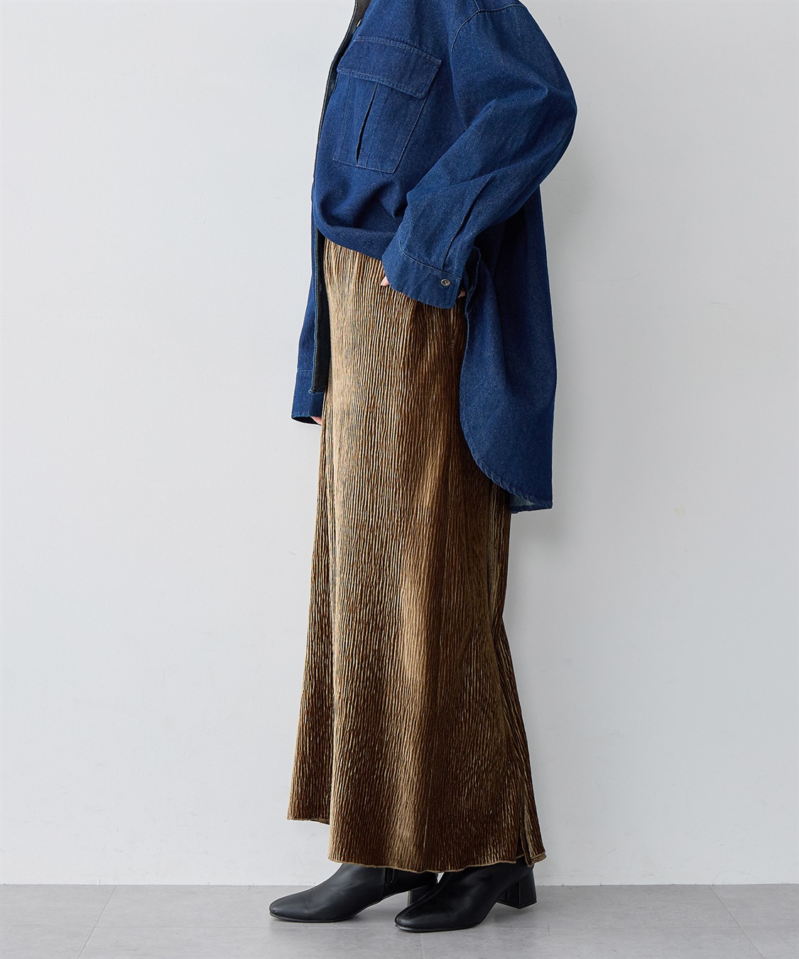 Life Style by cross marche 【anyfee/大きいサイズ】ベロアプリーツスカート_sub_4