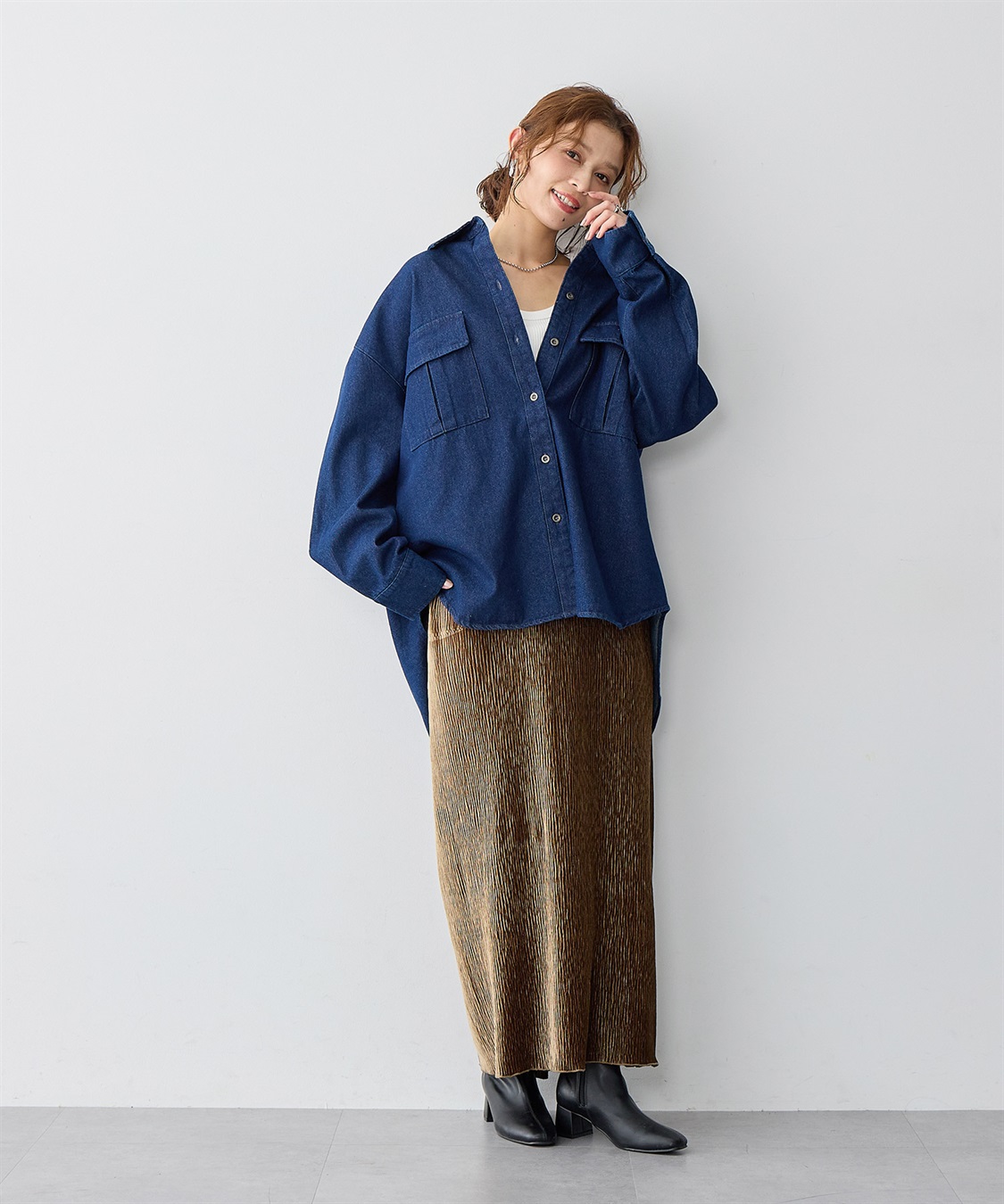 Life Style by cross marche 【anyfee/大きいサイズ】ベロアプリーツスカート_sub_6