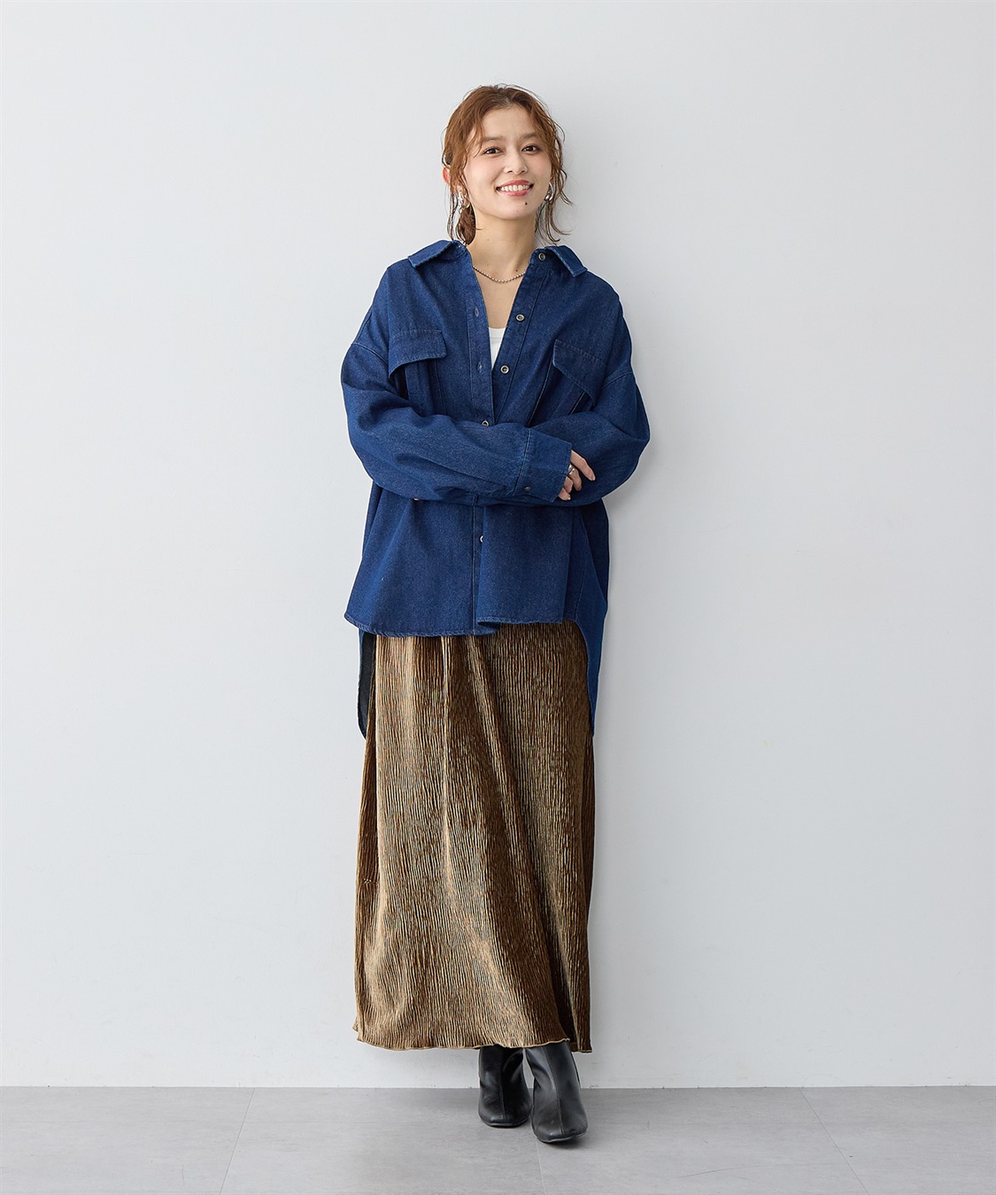 Life Style by cross marche 【anyfee/大きいサイズ】ベロアプリーツスカート_sub_8