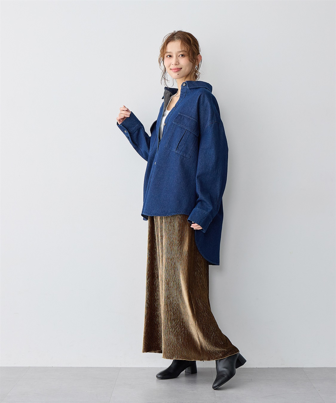 Life Style by cross marche 【anyfee/大きいサイズ】ベロアプリーツスカート_sub_10