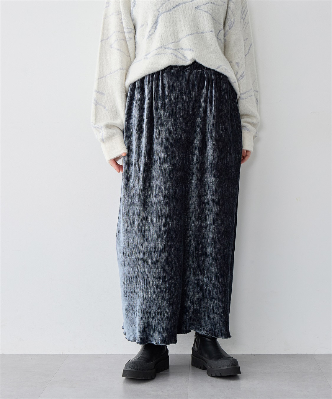 Life Style by cross marche 【anyfee/大きいサイズ】ベロアプリーツスカート_sub_12