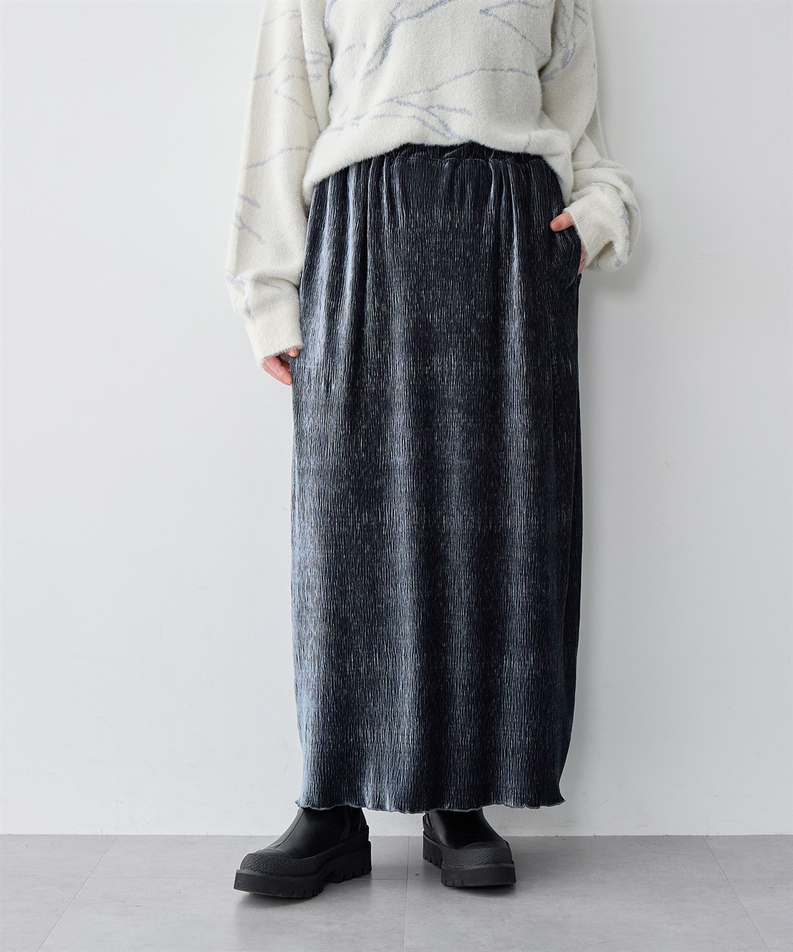 Life Style by cross marche 【anyfee/大きいサイズ】ベロアプリーツスカート_sub_13