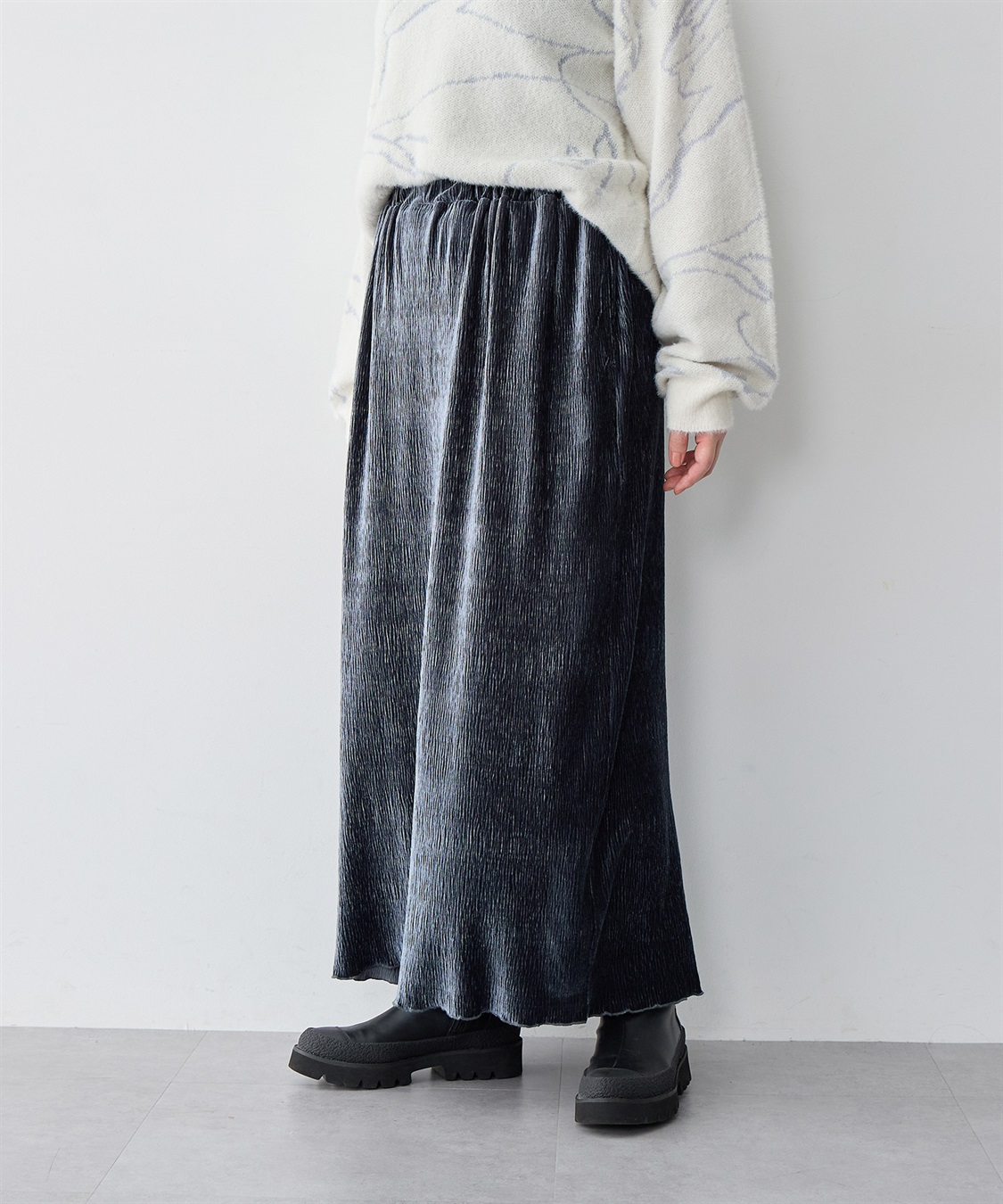 Life Style by cross marche 【anyfee/大きいサイズ】ベロアプリーツスカート_sub_14