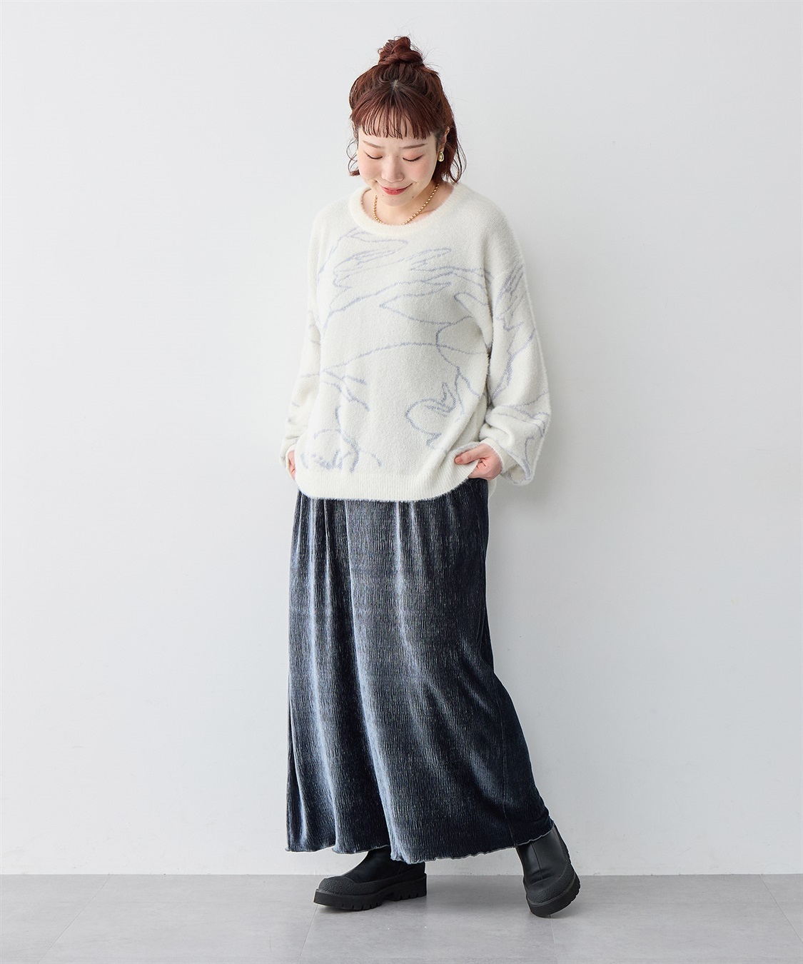 Life Style by cross marche 【anyfee/大きいサイズ】ベロアプリーツスカート_sub_16