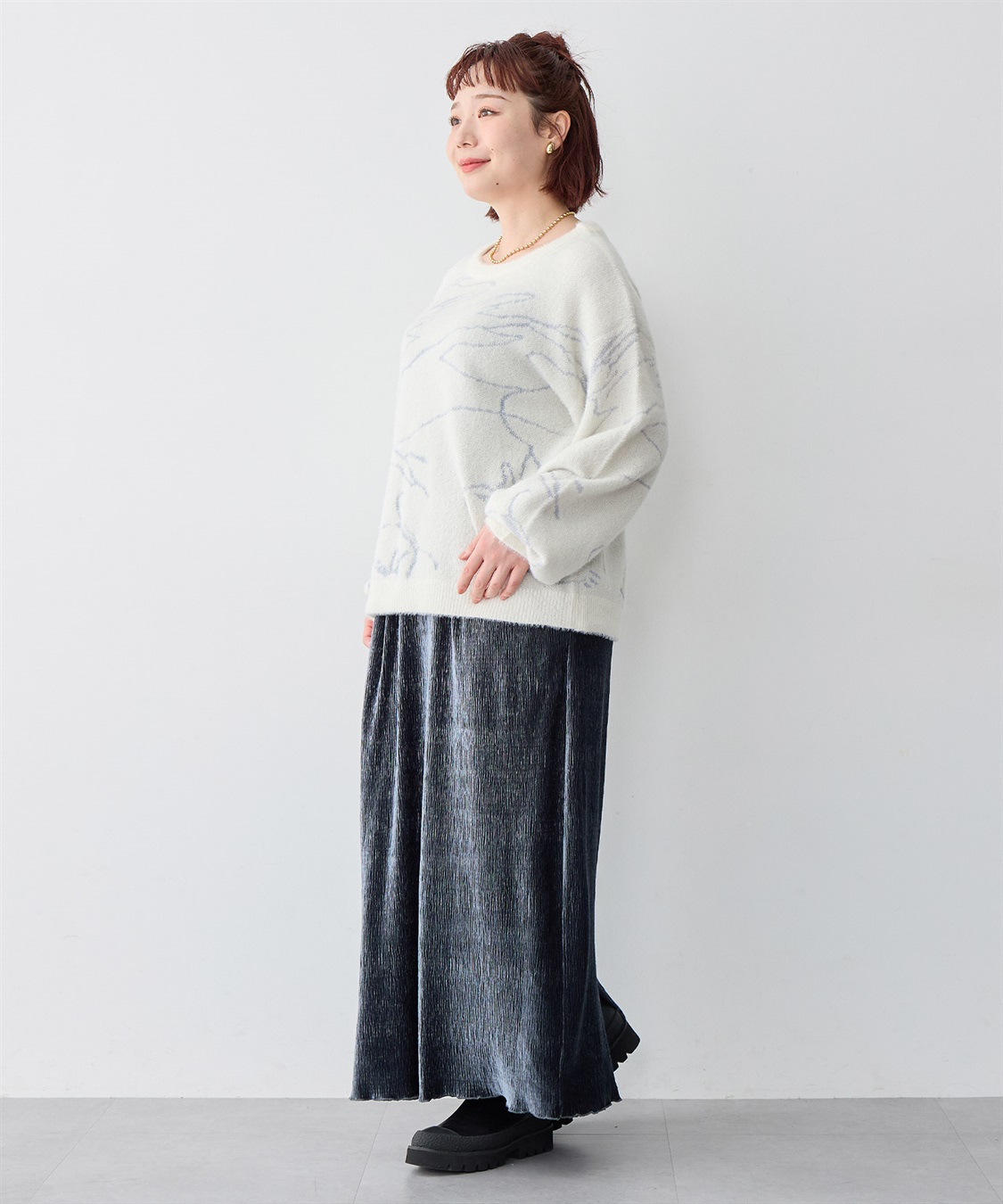 Life Style by cross marche 【anyfee/大きいサイズ】ベロアプリーツスカート_sub_18