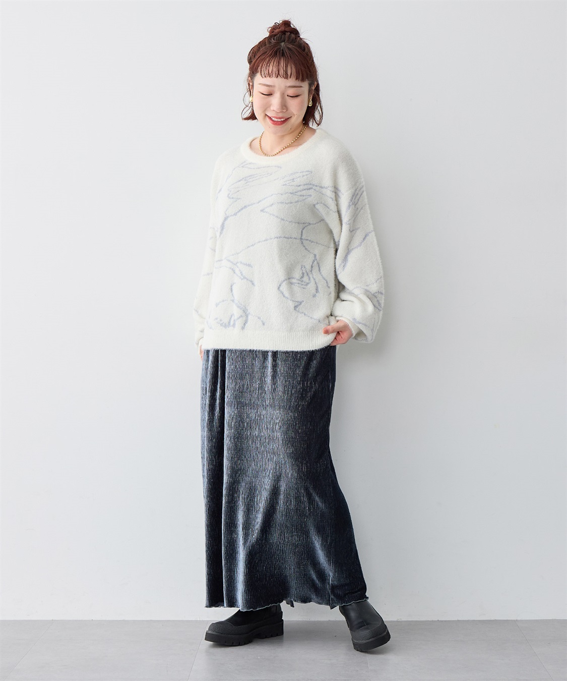 Life Style by cross marche 【anyfee/大きいサイズ】ベロアプリーツスカート_sub_19