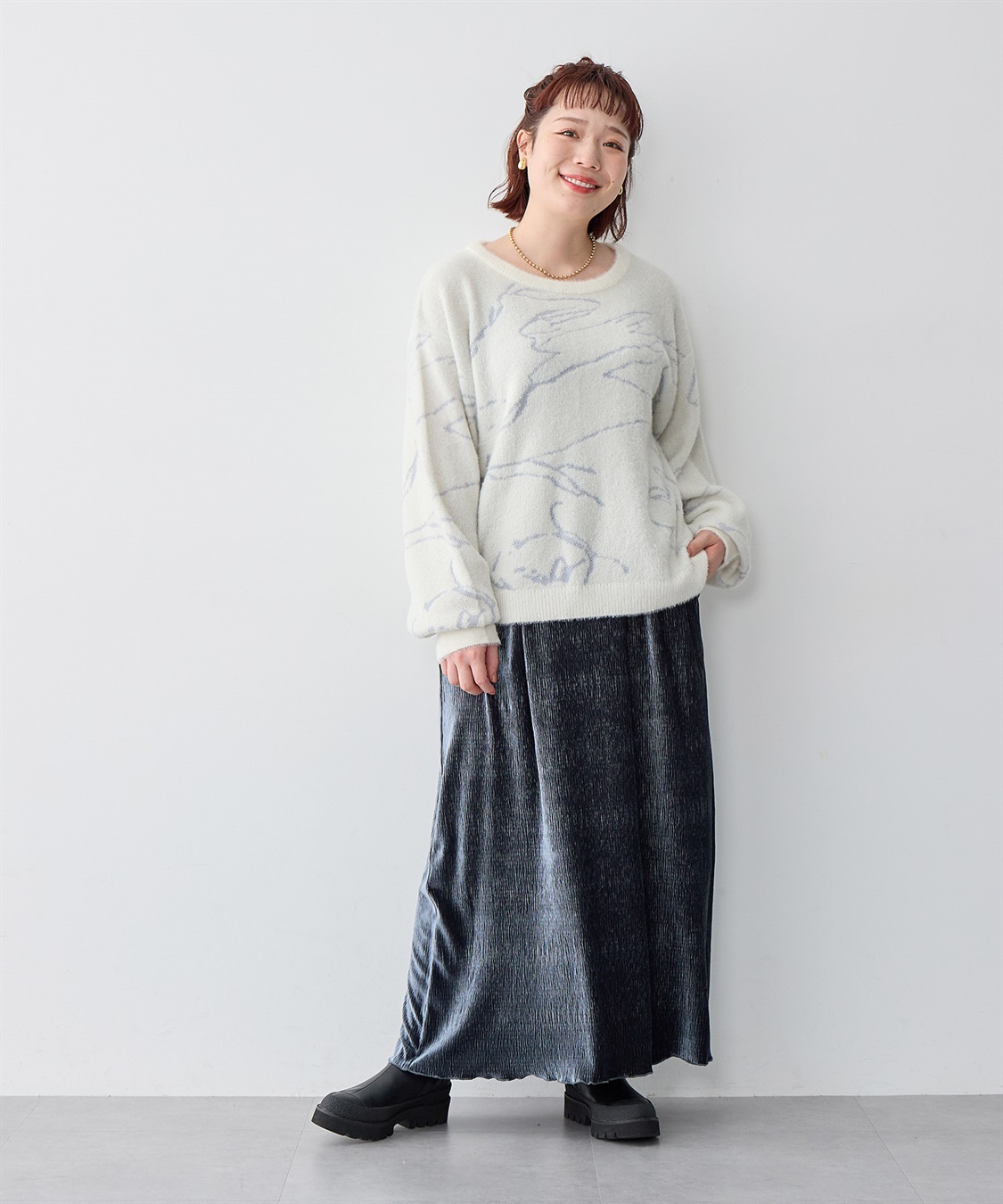 Life Style by cross marche 【anyfee/大きいサイズ】ベロアプリーツスカート_sub_20