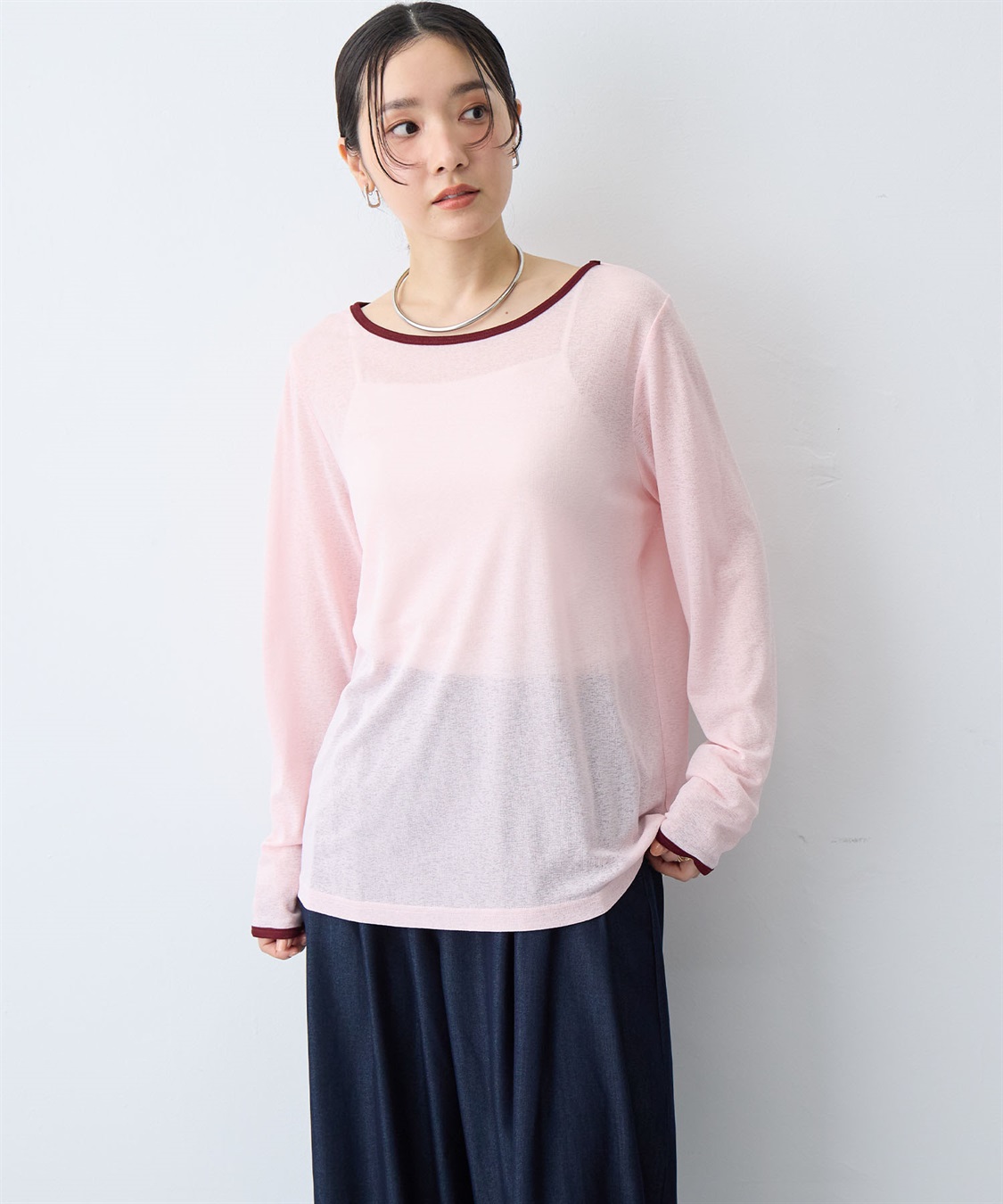 anyfee 【anyfee/プラスサイズ】シアーリンガーTシャツ_sub_1