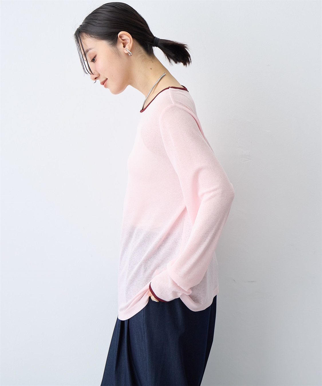 anyfee 【anyfee/プラスサイズ】シアーリンガーTシャツ_sub_4