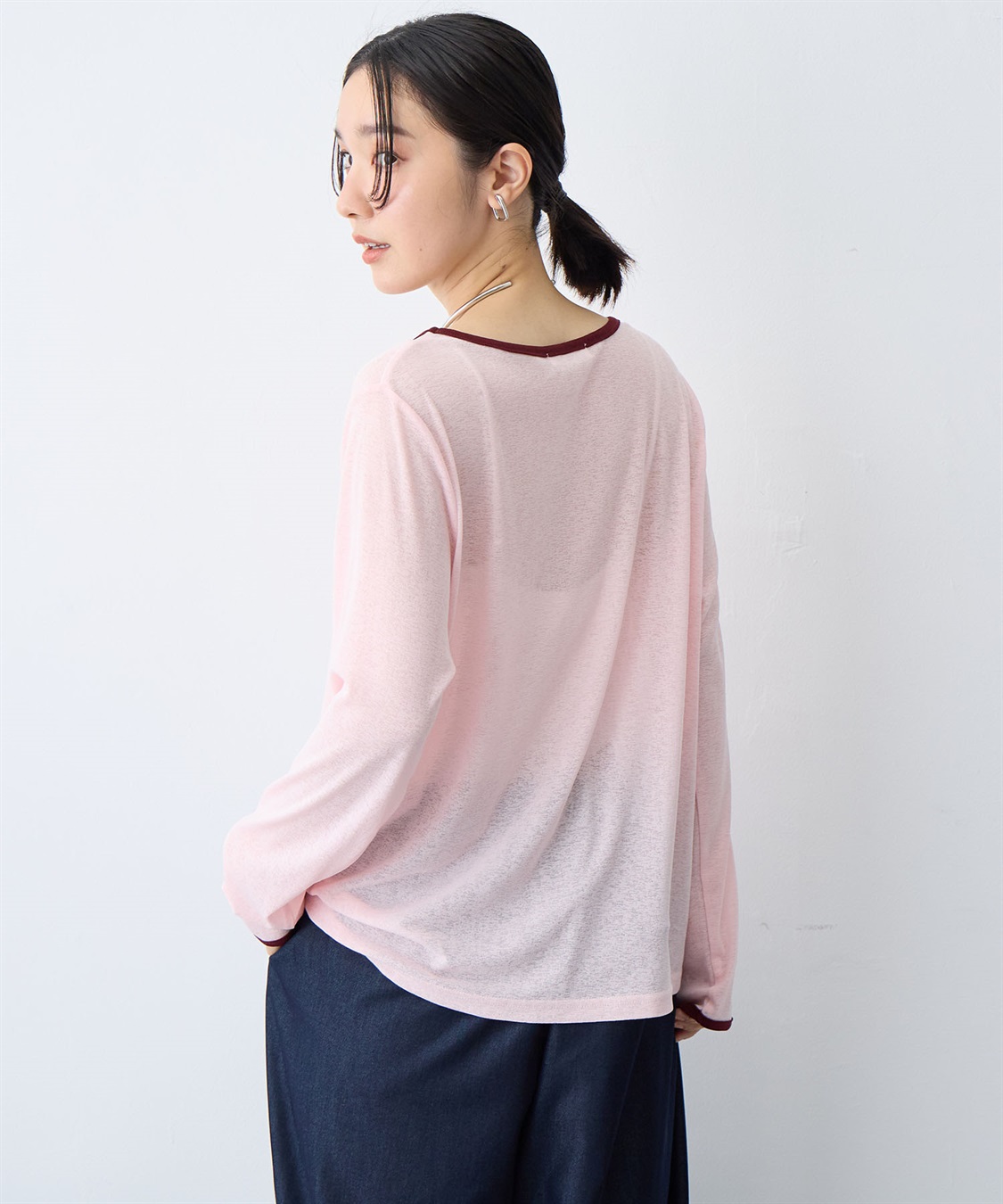 anyfee 【anyfee/プラスサイズ】シアーリンガーTシャツ_sub_6