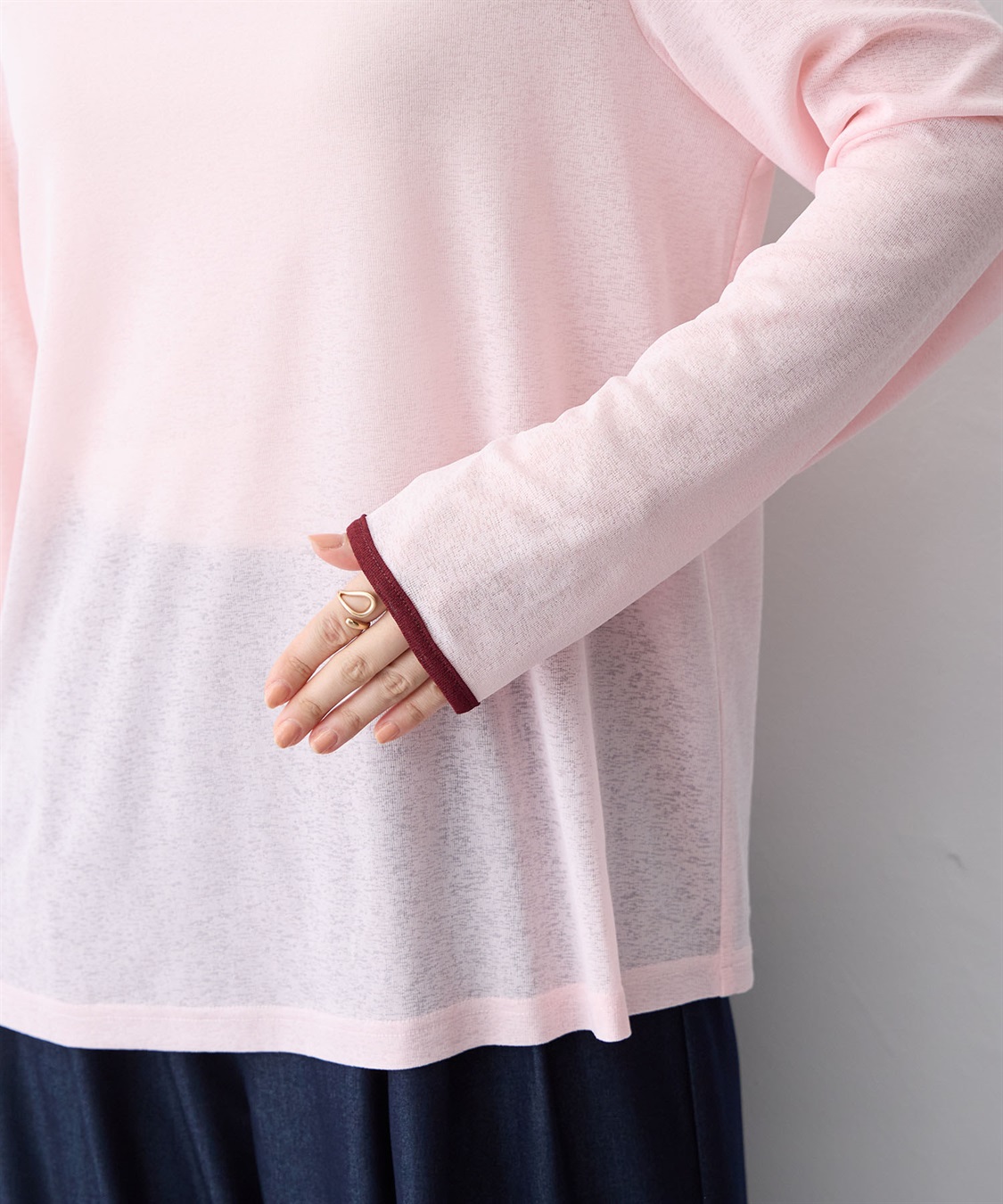 anyfee 【anyfee/プラスサイズ】シアーリンガーTシャツ_sub_7