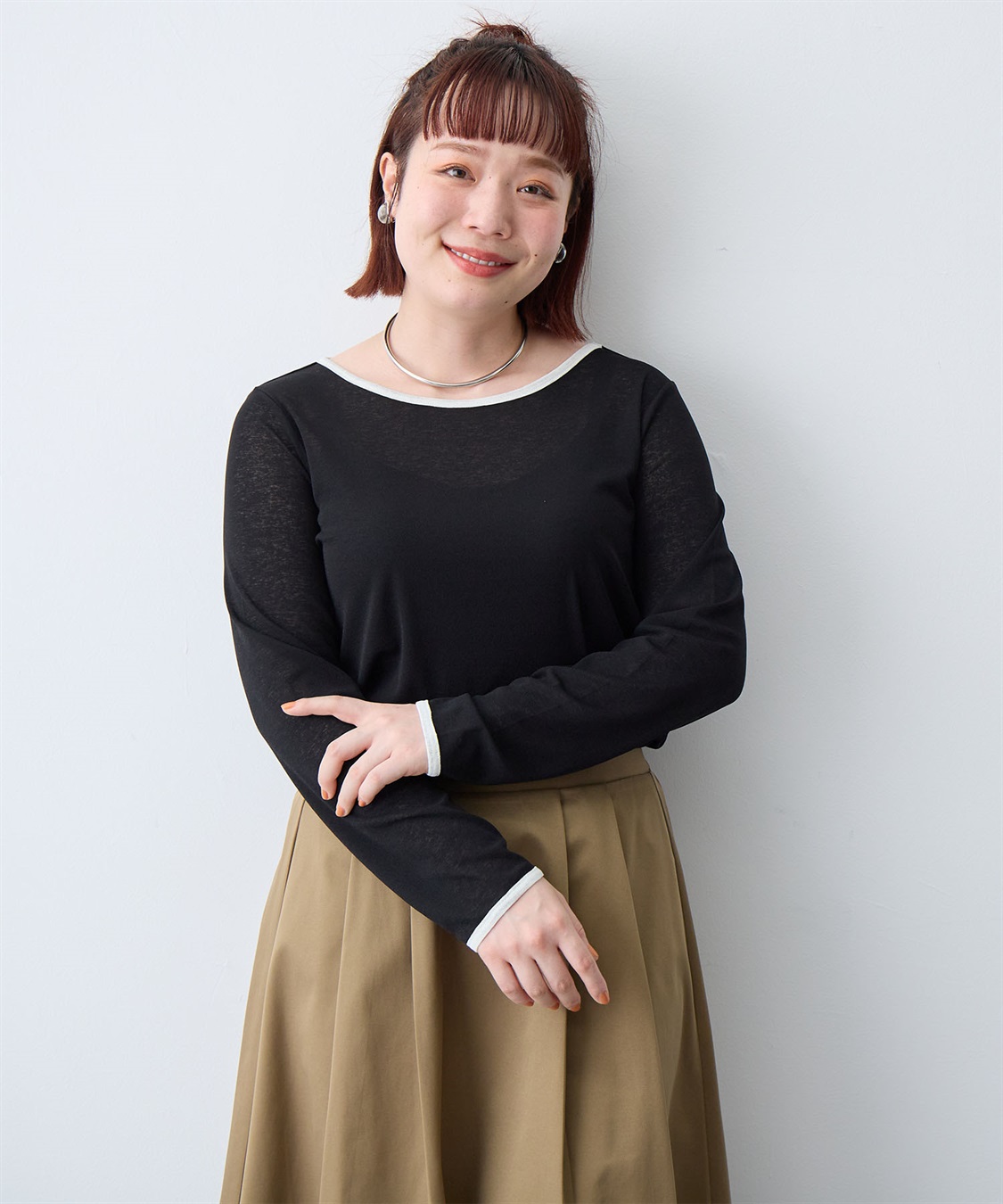 anyfee 【anyfee/プラスサイズ】シアーリンガーTシャツ_sub_16