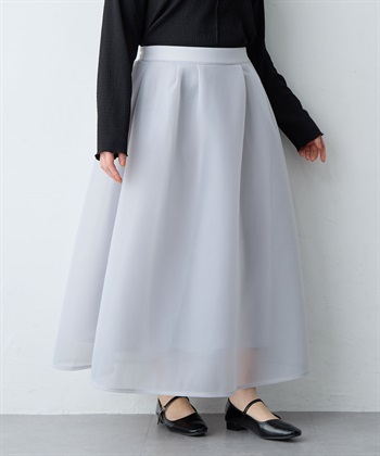 Life Style by cross marche 【anyfee/大きいサイズ】シアーダンボールタックフレアスカート_subthumb_5