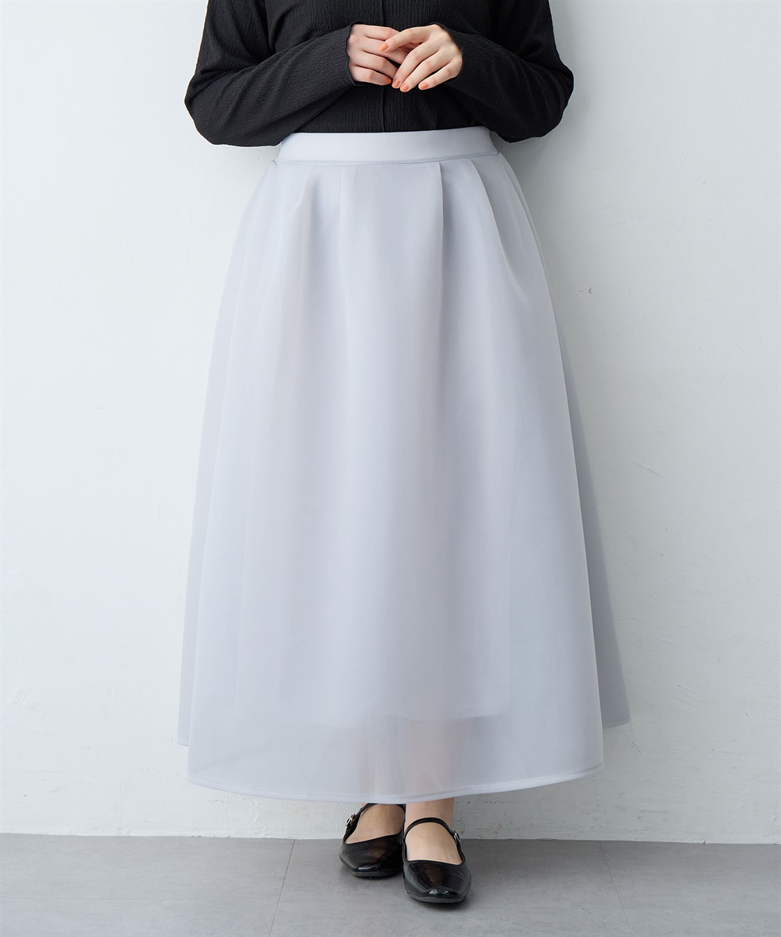 Life Style by cross marche 【anyfee/大きいサイズ】シアーダンボールタックフレアスカート_sub_7