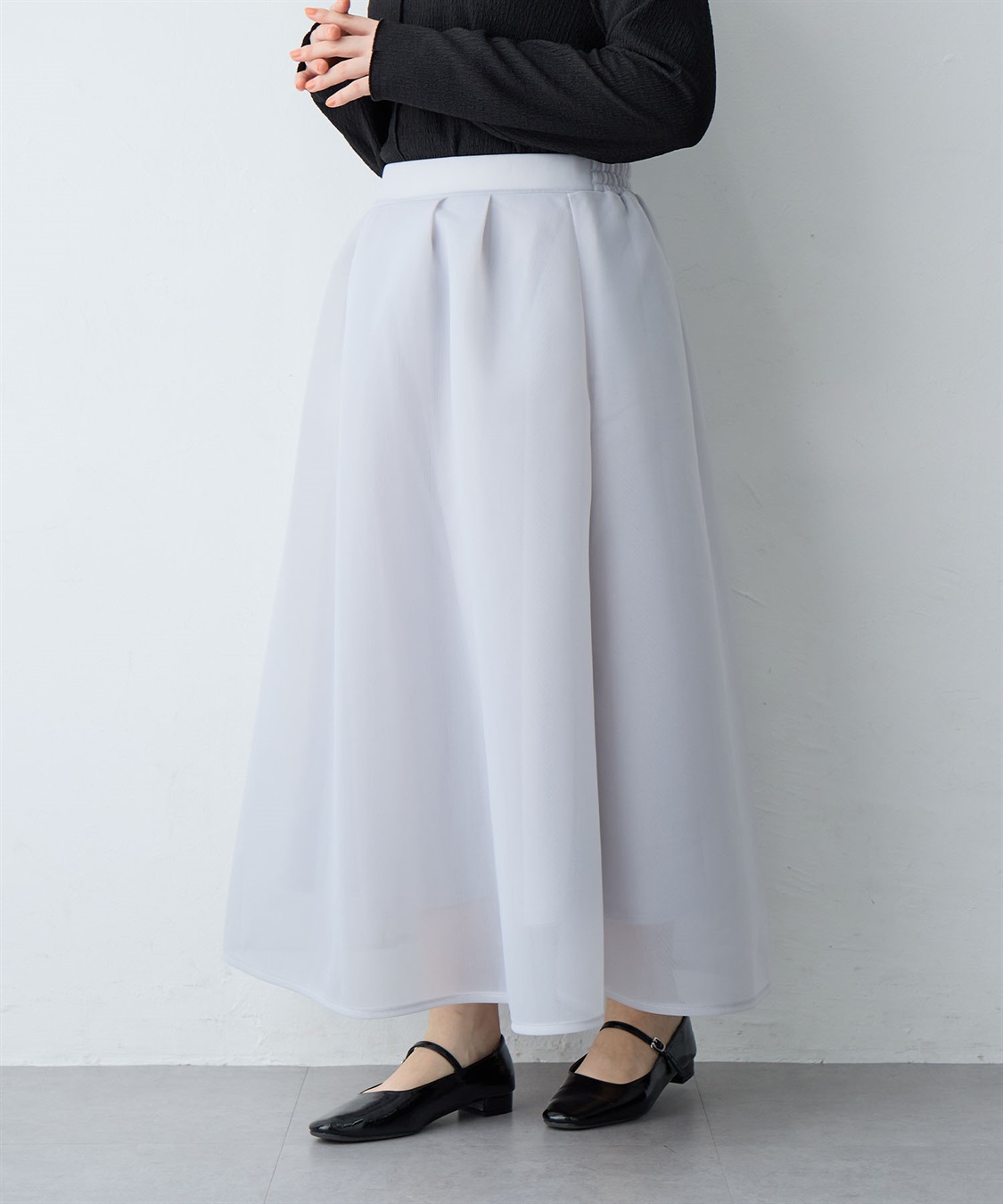 Life Style by cross marche 【anyfee/大きいサイズ】シアーダンボールタックフレアスカート_sub_8