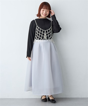 Life Style by cross marche 【anyfee/大きいサイズ】シアーダンボールタックフレアスカート_subthumb_14