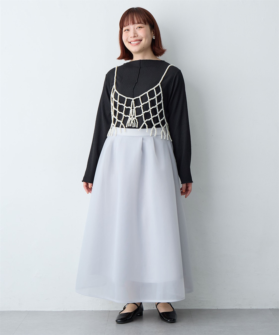 Life Style by cross marche 【anyfee/大きいサイズ】シアーダンボールタックフレアスカート_sub_15