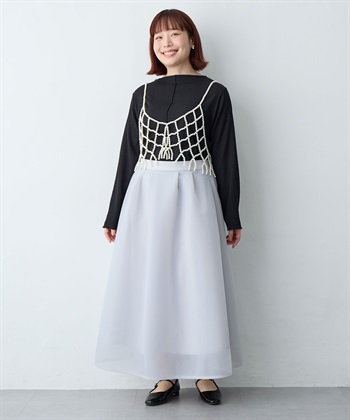 Life Style by cross marche 【anyfee/大きいサイズ】シアーダンボールタックフレアスカート_subthumb_15