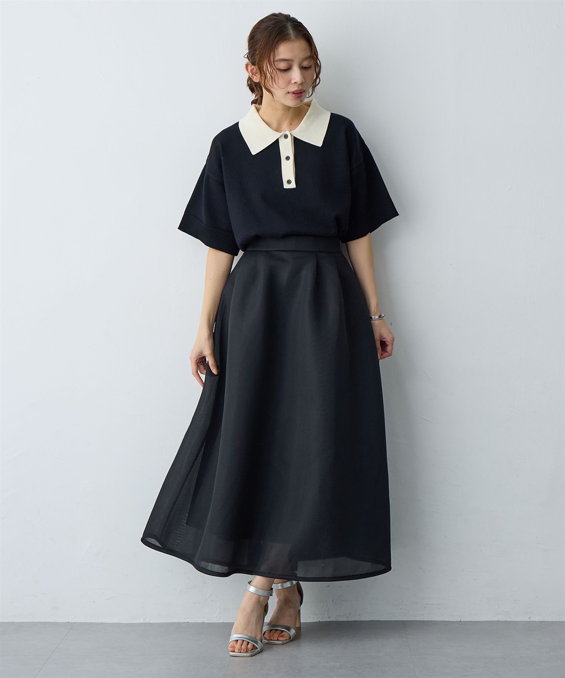 Life Style by cross marche 【anyfee/大きいサイズ】シアーダンボールタックフレアスカート_sub_26