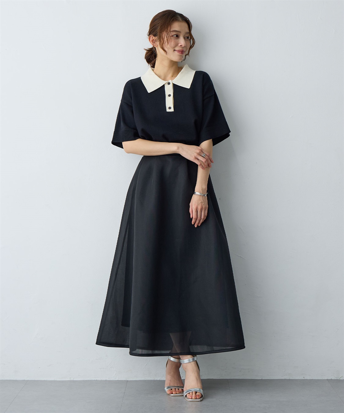 Life Style by cross marche 【anyfee/大きいサイズ】シアーダンボールタックフレアスカート_sub_28