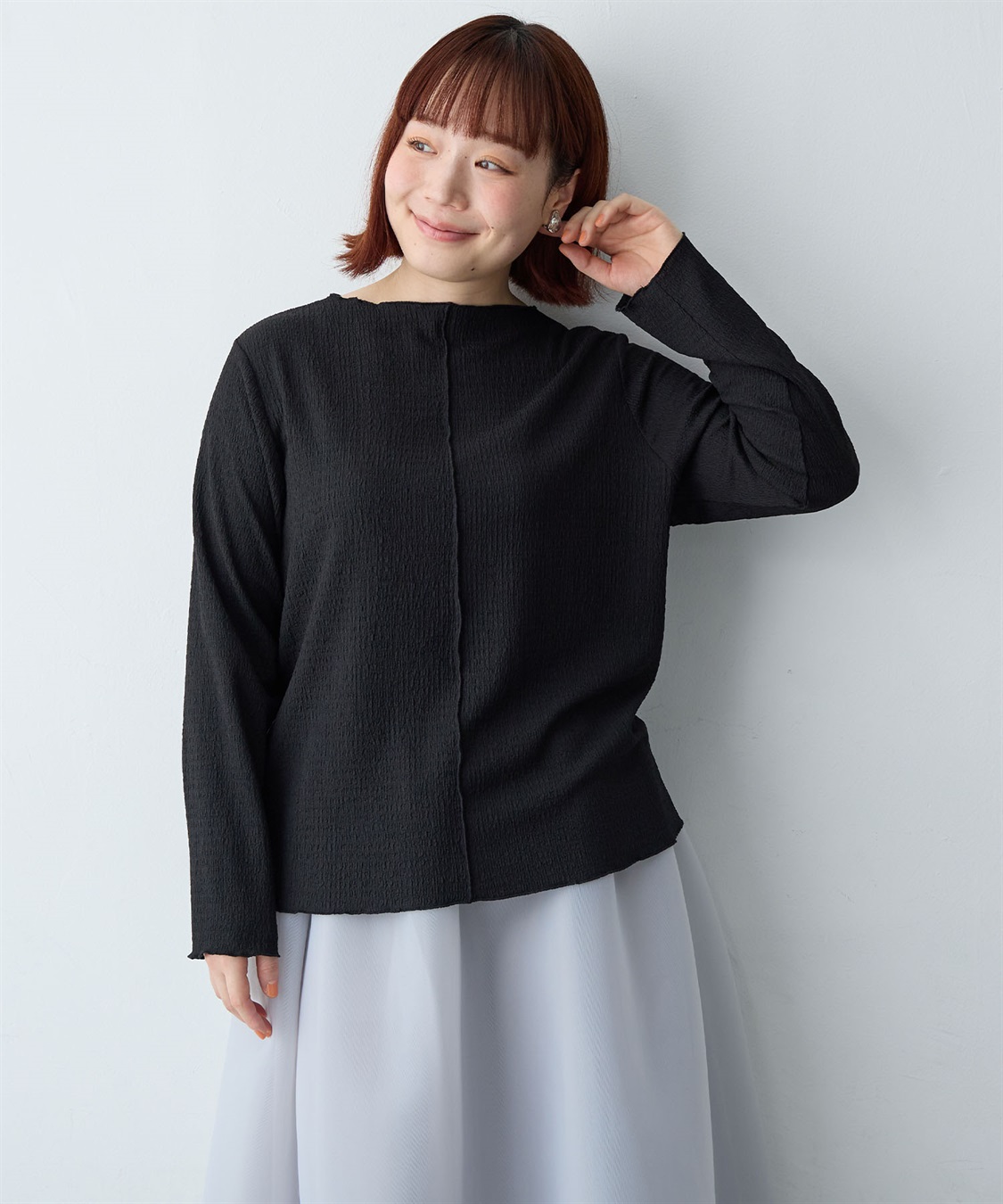 Life Style by cross marche 【anyfee/大きいサイズ】楊柳メロー長袖トップス_sub_1