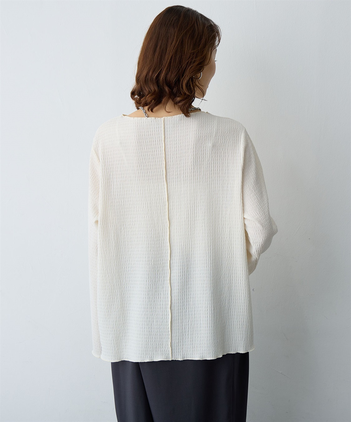 Life Style by cross marche 【anyfee/大きいサイズ】楊柳メロー長袖トップス_sub_5