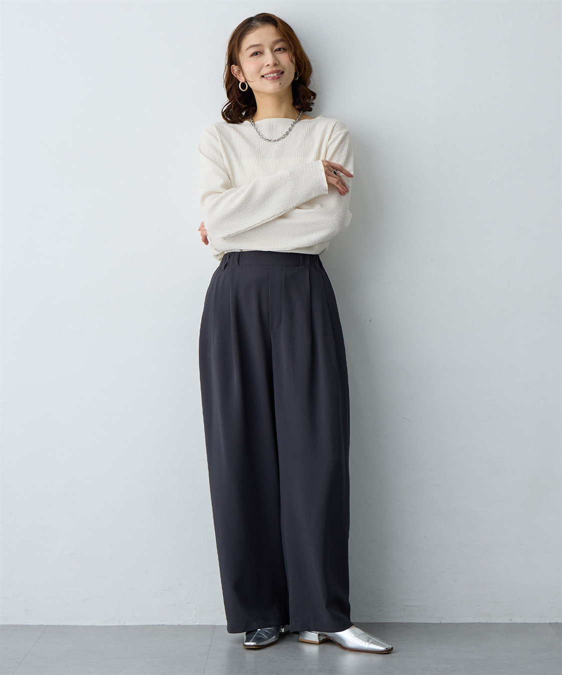 Life Style by cross marche 【anyfee/大きいサイズ】楊柳メロー長袖トップス_sub_12