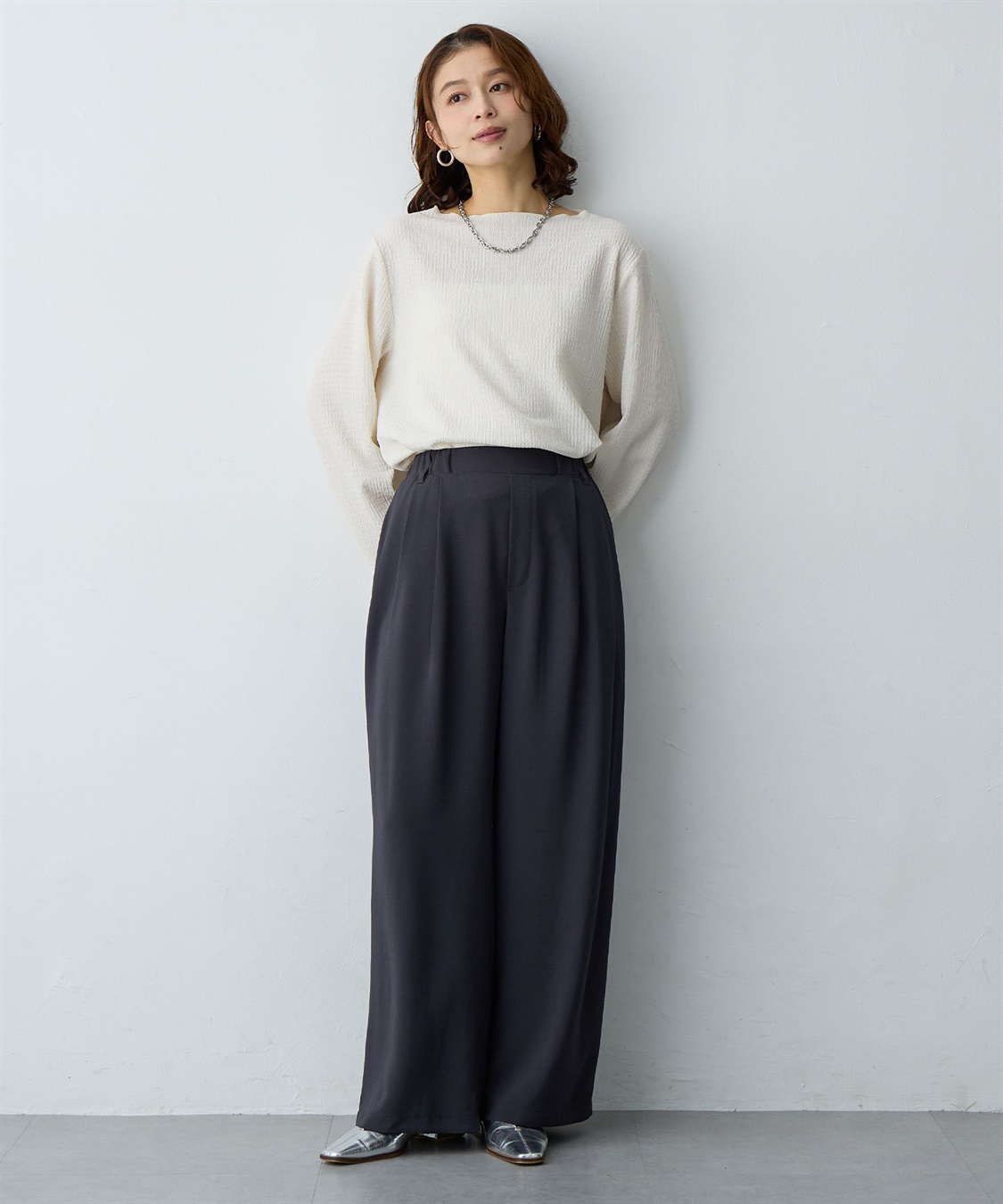 Life Style by cross marche 【anyfee/大きいサイズ】楊柳メロー長袖トップス_sub_14