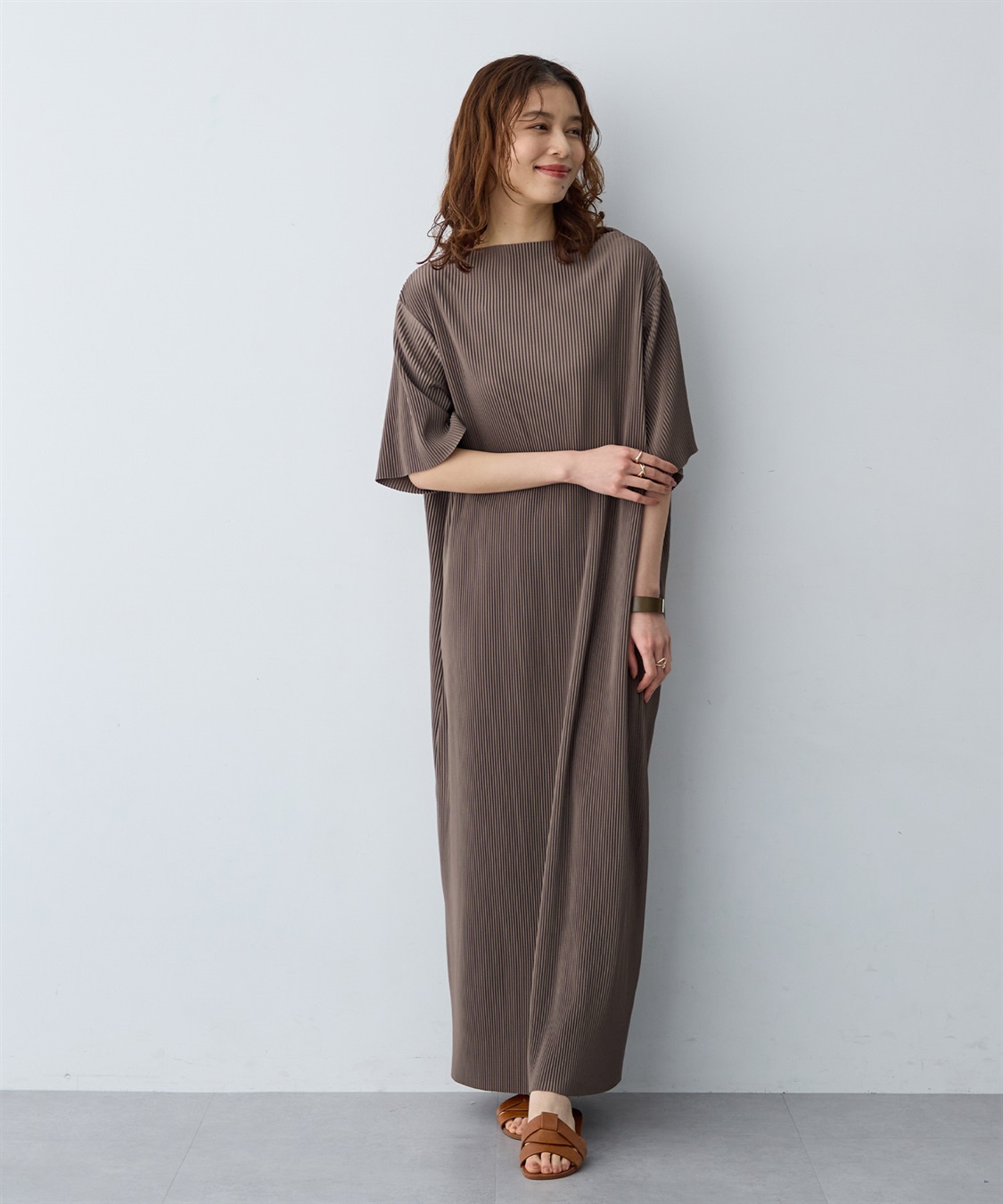 anyfee 【anyfee/大きいサイズ】セルフカットプリーツボトルネックワンピース_sub_1