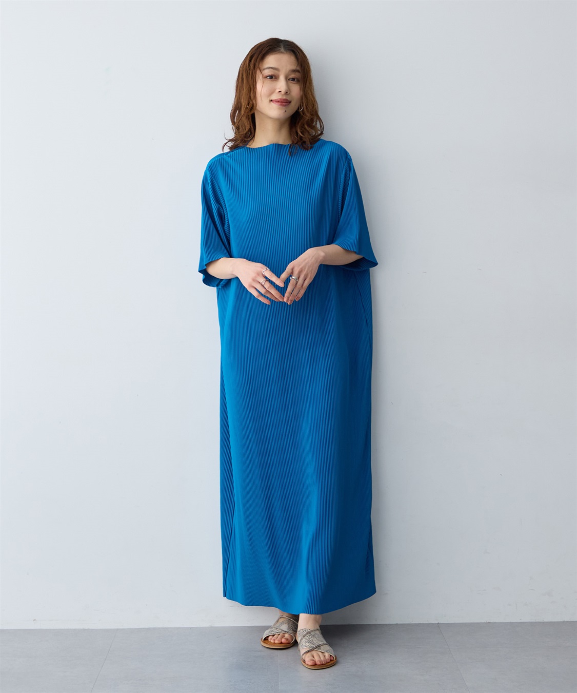 anyfee 【anyfee/大きいサイズ】セルフカットプリーツボトルネックワンピース_sub_5