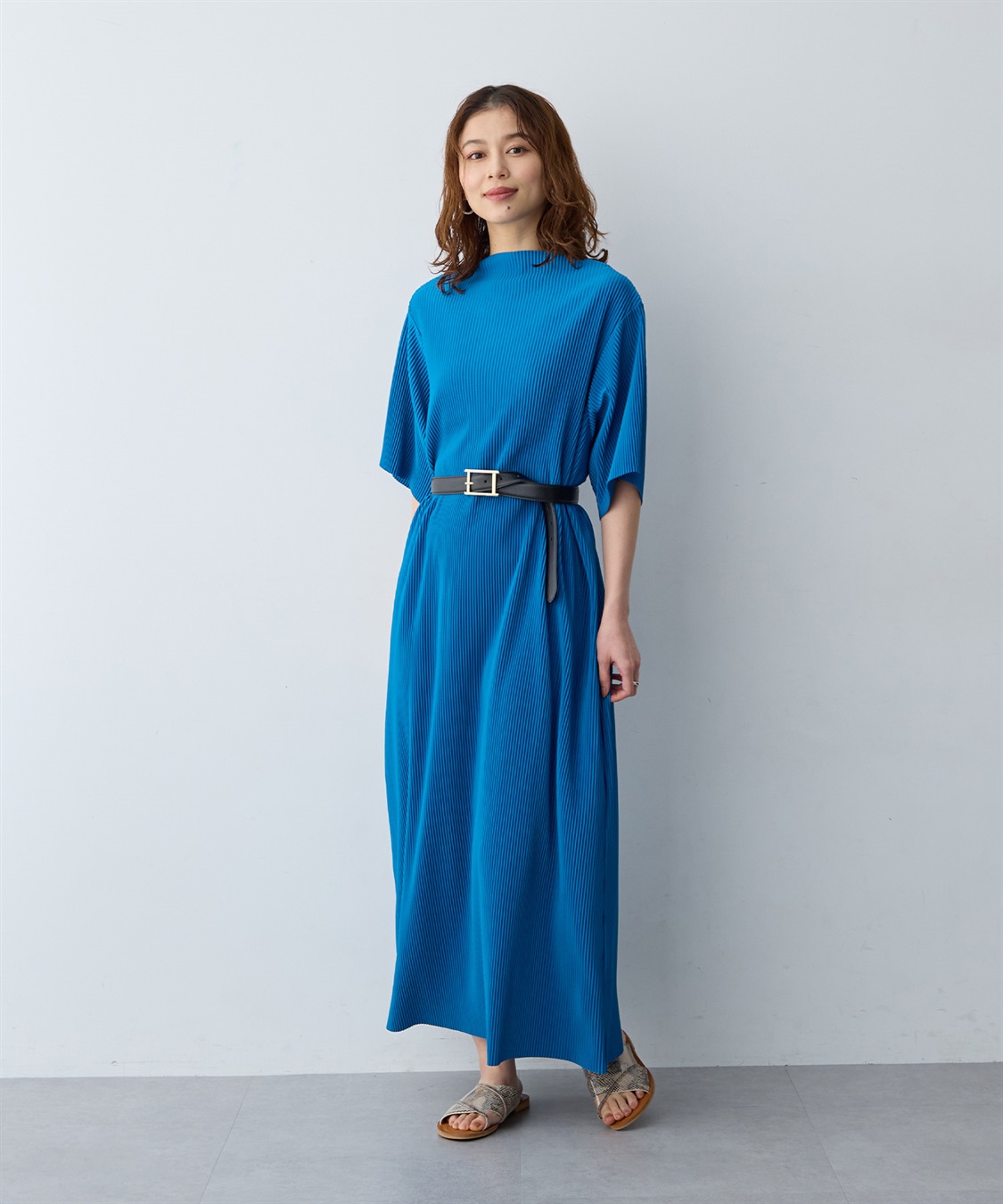 anyfee 【anyfee/大きいサイズ】セルフカットプリーツボトルネックワンピース_sub_7