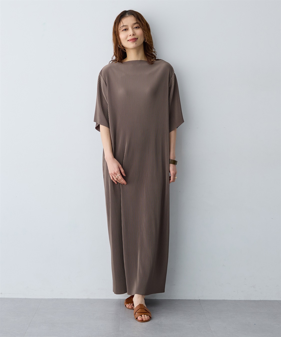 anyfee 【anyfee/大きいサイズ】セルフカットプリーツボトルネックワンピース_sub_8