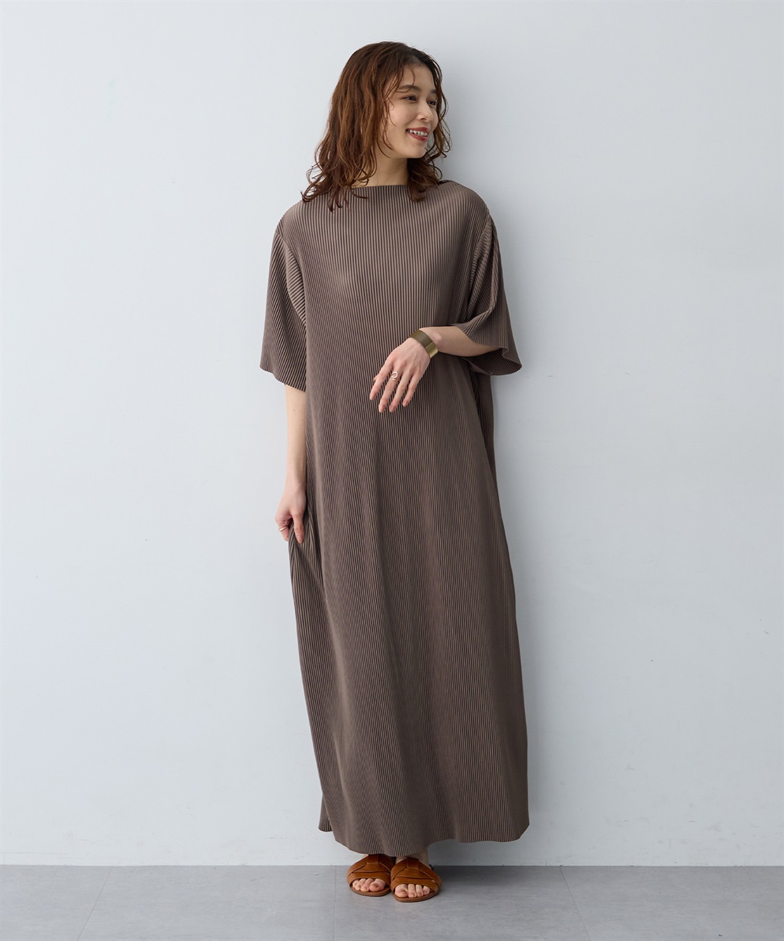 anyfee 【anyfee/大きいサイズ】セルフカットプリーツボトルネックワンピース_sub_9