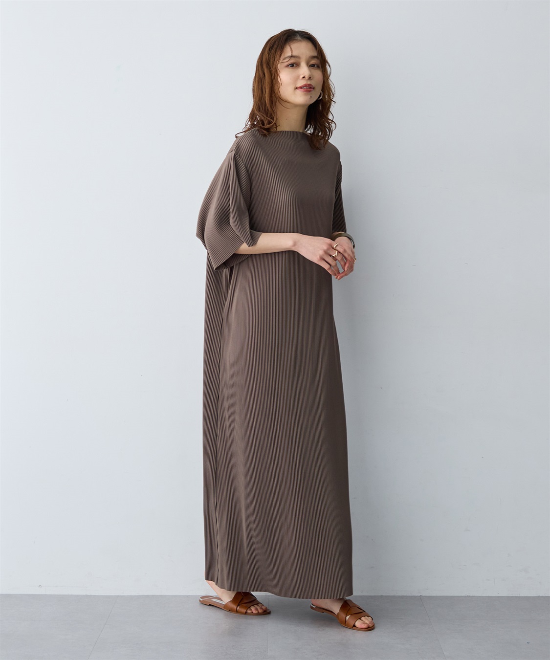 anyfee 【anyfee/大きいサイズ】セルフカットプリーツボトルネックワンピース_sub_12