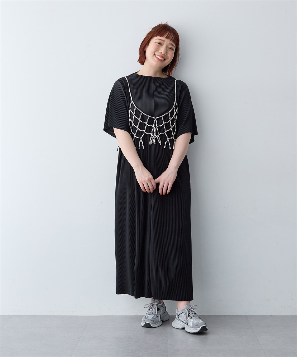 anyfee 【anyfee/大きいサイズ】セルフカットプリーツボトルネックワンピース_sub_13