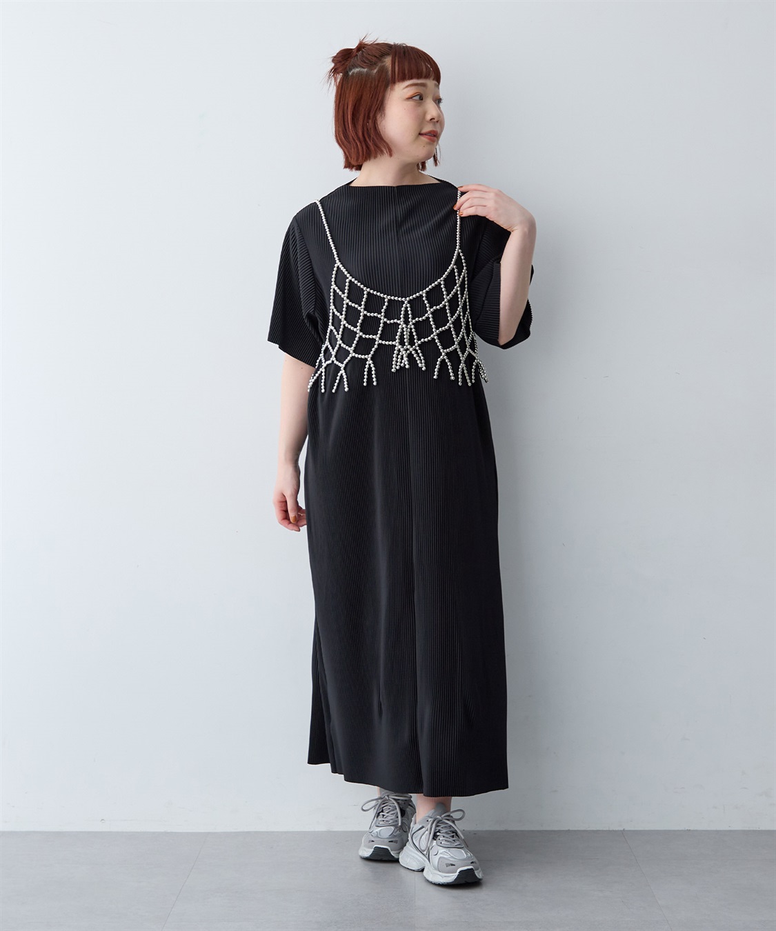 anyfee 【anyfee/大きいサイズ】セルフカットプリーツボトルネックワンピース_sub_14