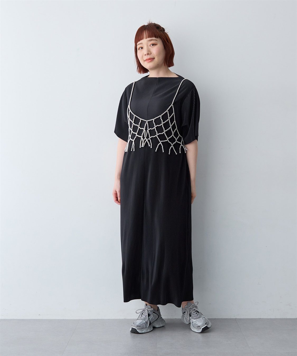 anyfee 【anyfee/大きいサイズ】セルフカットプリーツボトルネックワンピース_sub_15