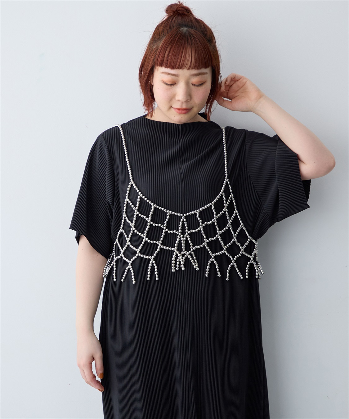 anyfee 【anyfee/大きいサイズ】セルフカットプリーツボトルネックワンピース_sub_16