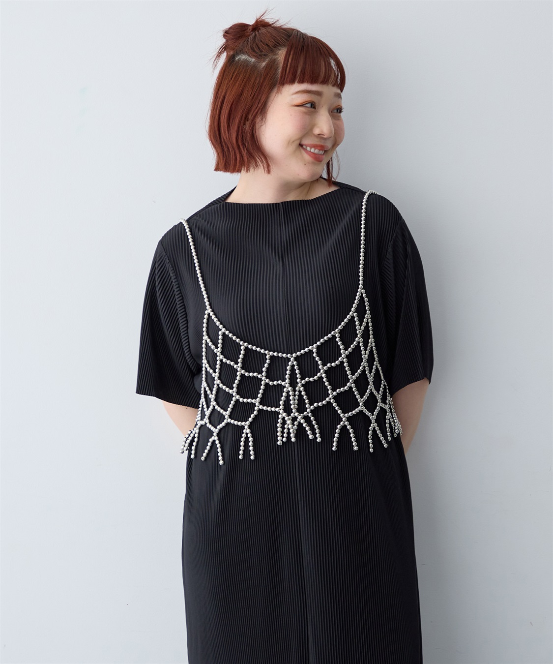 anyfee 【anyfee/大きいサイズ】セルフカットプリーツボトルネックワンピース_sub_17