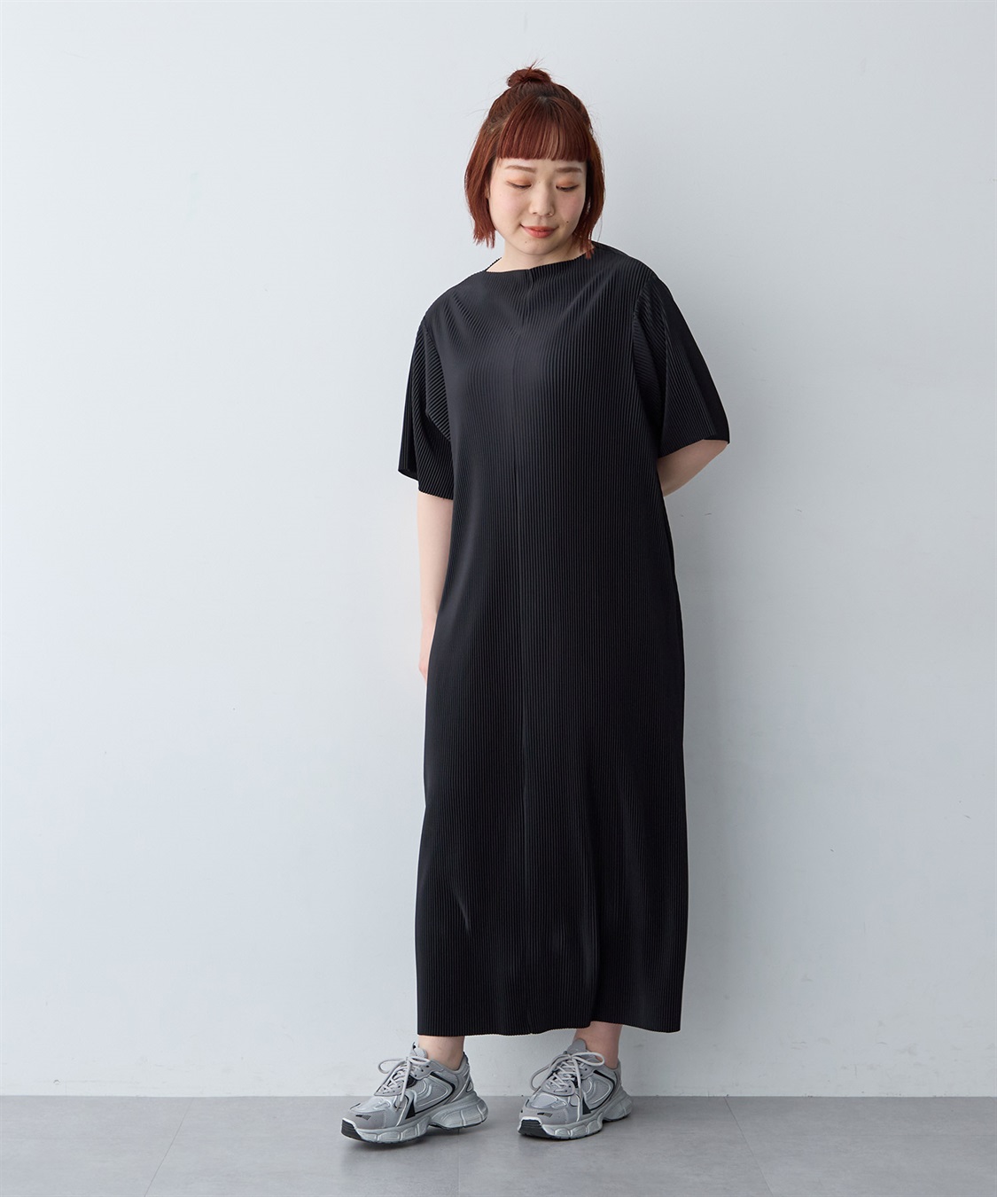 anyfee 【anyfee/大きいサイズ】セルフカットプリーツボトルネックワンピース_sub_18