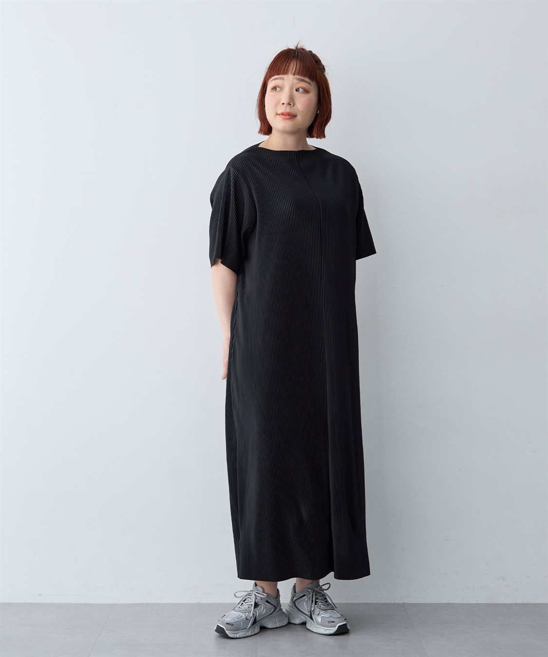 anyfee 【anyfee/大きいサイズ】セルフカットプリーツボトルネックワンピース_sub_19