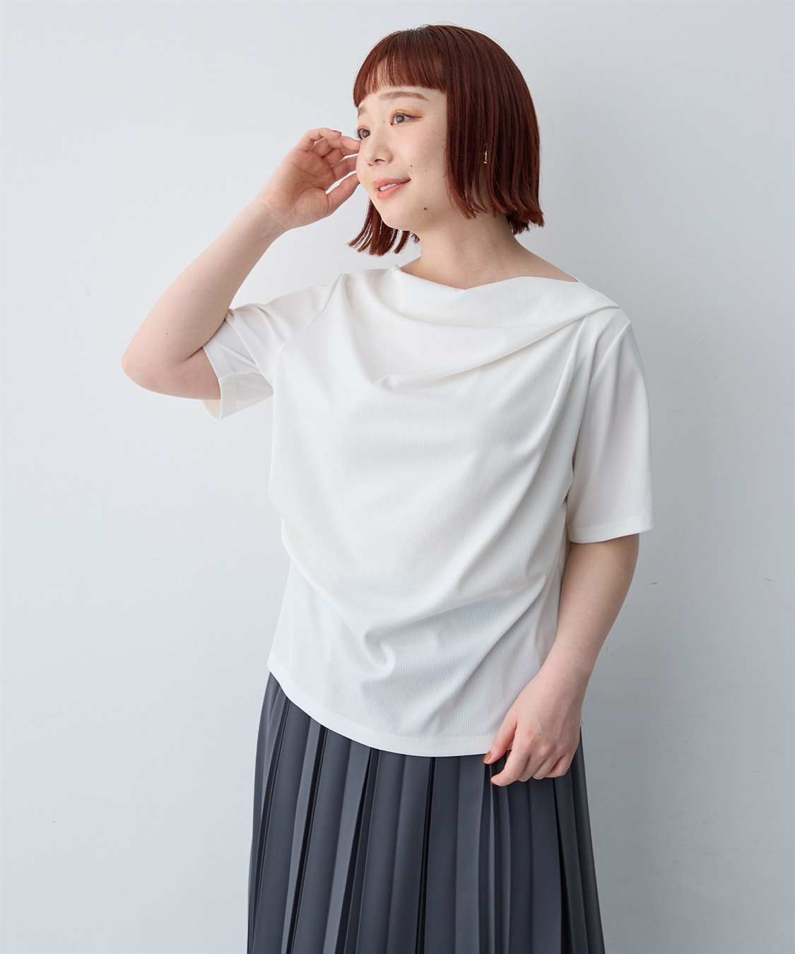 anyfee 【anyfee/大きいサイズ】ドレープリブTシャツ_sub_2