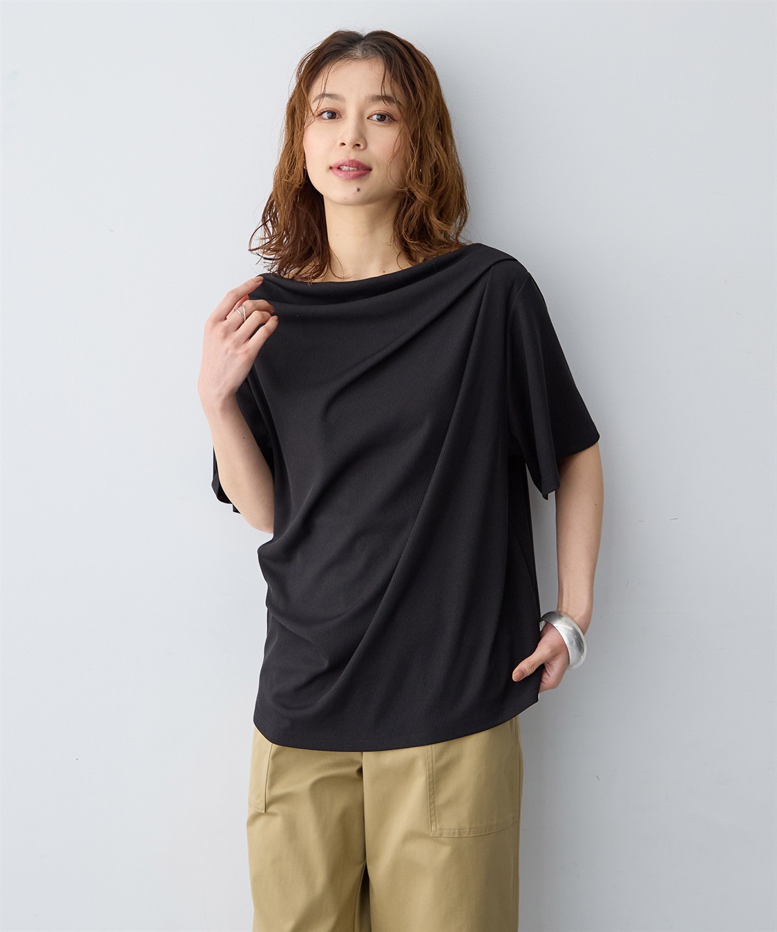 anyfee 【anyfee/大きいサイズ】ドレープリブTシャツ_sub_12