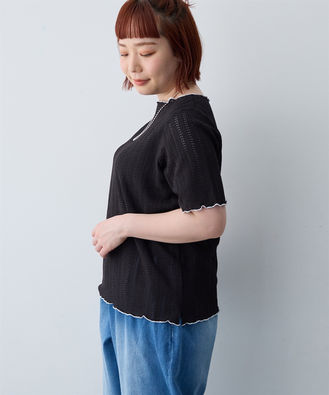 anyfee 【anyfee/大きいサイズ】前後2WAYボートネックメローTシャツ_sub_3