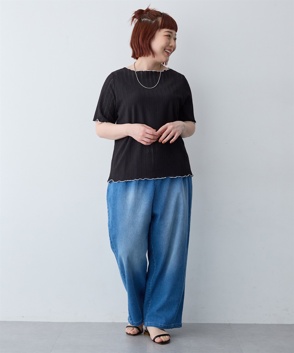 anyfee 【anyfee/大きいサイズ】前後2WAYボートネックメローTシャツ_sub_5