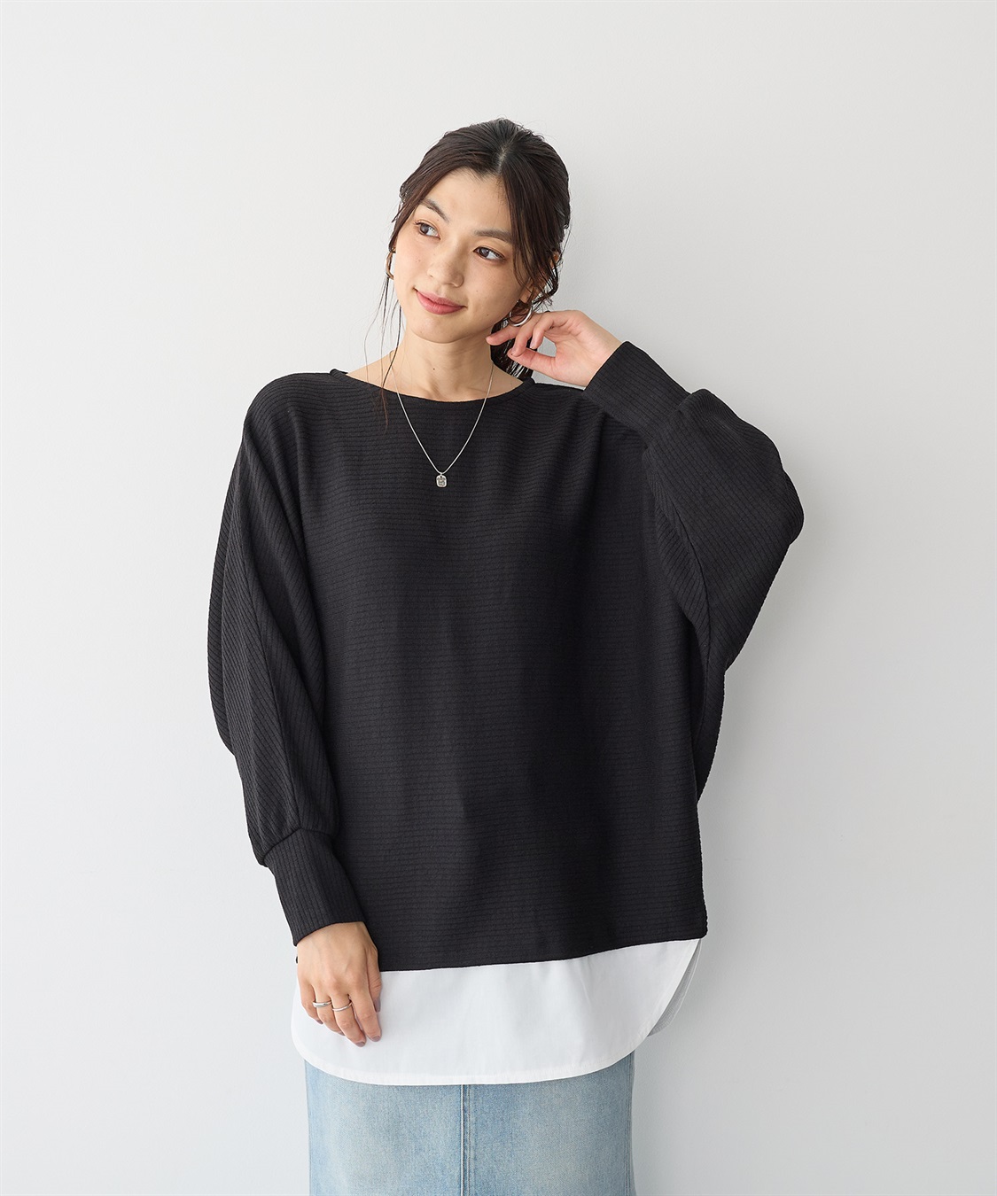 anyfee 【anyfee/プラスサイズ】レイヤード風ドルマンスリーブプルオーバー_sub_3