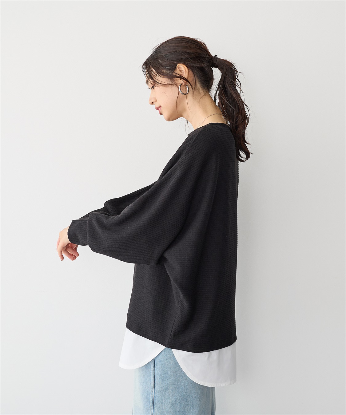 anyfee 【anyfee/プラスサイズ】レイヤード風ドルマンスリーブプルオーバー_sub_5