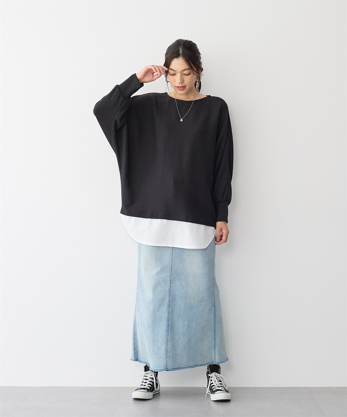anyfee 【anyfee/プラスサイズ】レイヤード風ドルマンスリーブプルオーバー_sub_7
